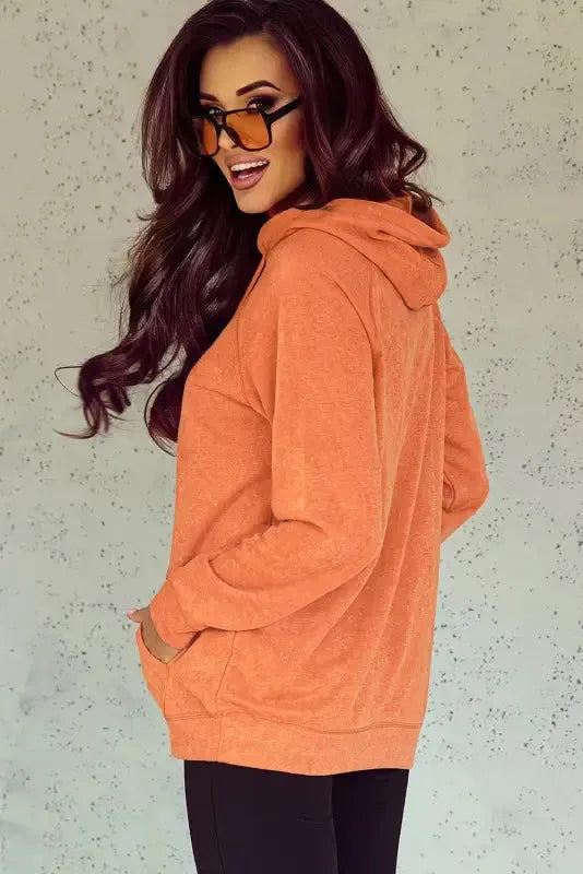 Orange Mineral Wash Kangaroo Hoodie - Fashionfitz