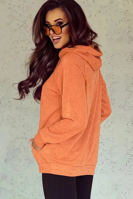 Orange Mineral Wash Kangaroo Hoodie - Fashionfitz