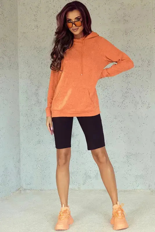 Orange Mineral Wash Kangaroo Hoodie - Fashionfitz