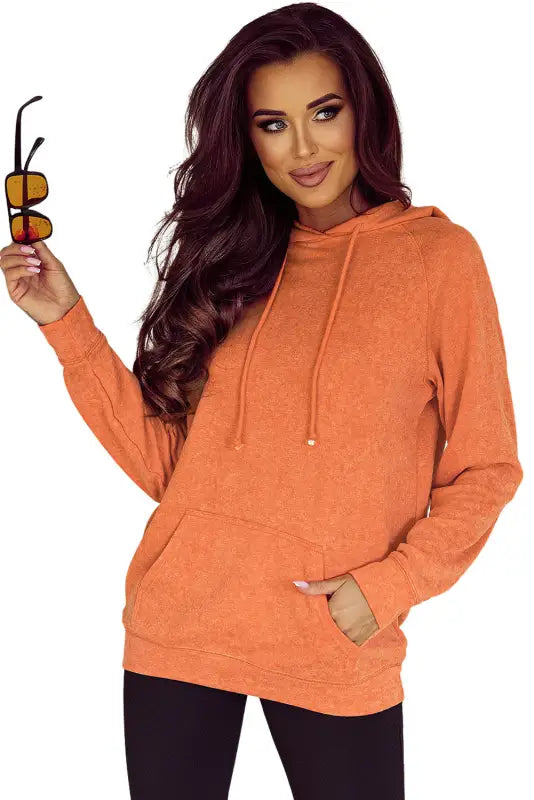 Orange mineral wash kangaroo hoodie - hoodies