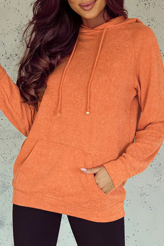 Orange mineral wash kangaroo hoodie - hoodies