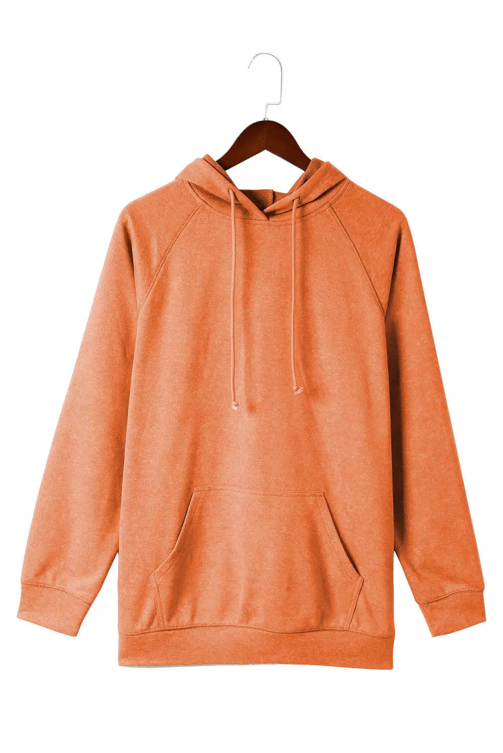Orange mineral wash kangaroo pocket drawstring pullover hoodie - sweatshirts & hoodies