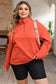 Orange o-ring zipper pocketed plus size sweatshirt