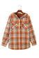 Orange plaid pattern sherpa lined hooded shacket - shackets