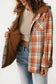 Orange plaid pattern sherpa lined hooded shacket - shackets