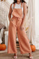 Orange Drawstring Wide Leg Overalls - Fashionfitz
