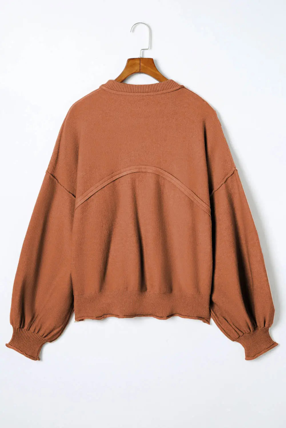 Orange raw edge patch pocket exposed seam loose sweater - sweaters & cardigans