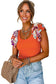 Orange Ribbed Knit Tiered Ruffled Sleeve Bodysuit - Fashionfitz