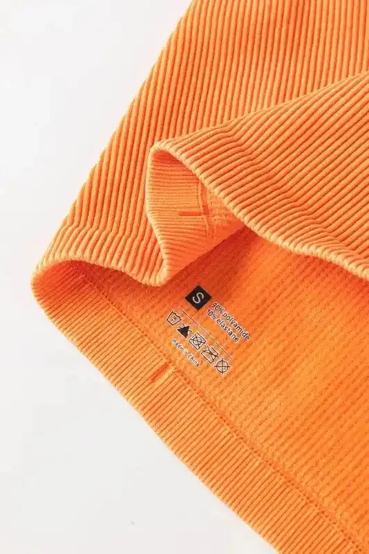 Orange Ribbed Seamless Cropped Tank Top - Fashionfitz
