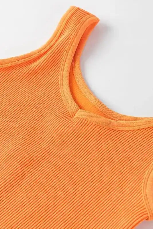 Orange Ribbed Seamless Cropped Tank Top - Fashionfitz