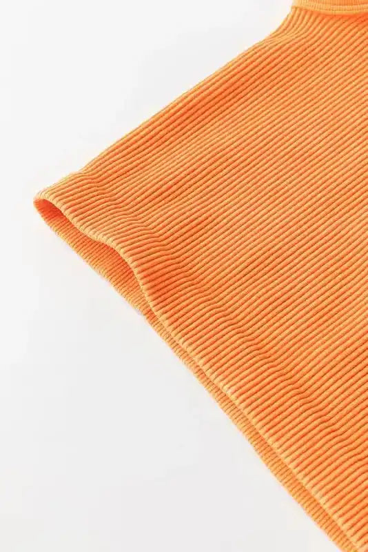 Orange Ribbed Seamless Cropped Tank Top - Fashionfitz