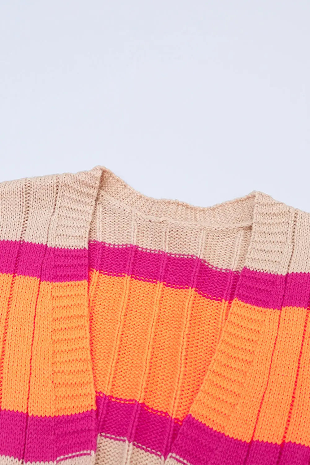 Orange striped colorblock drop shoulder slouchy cardigan - sweaters & cardigans