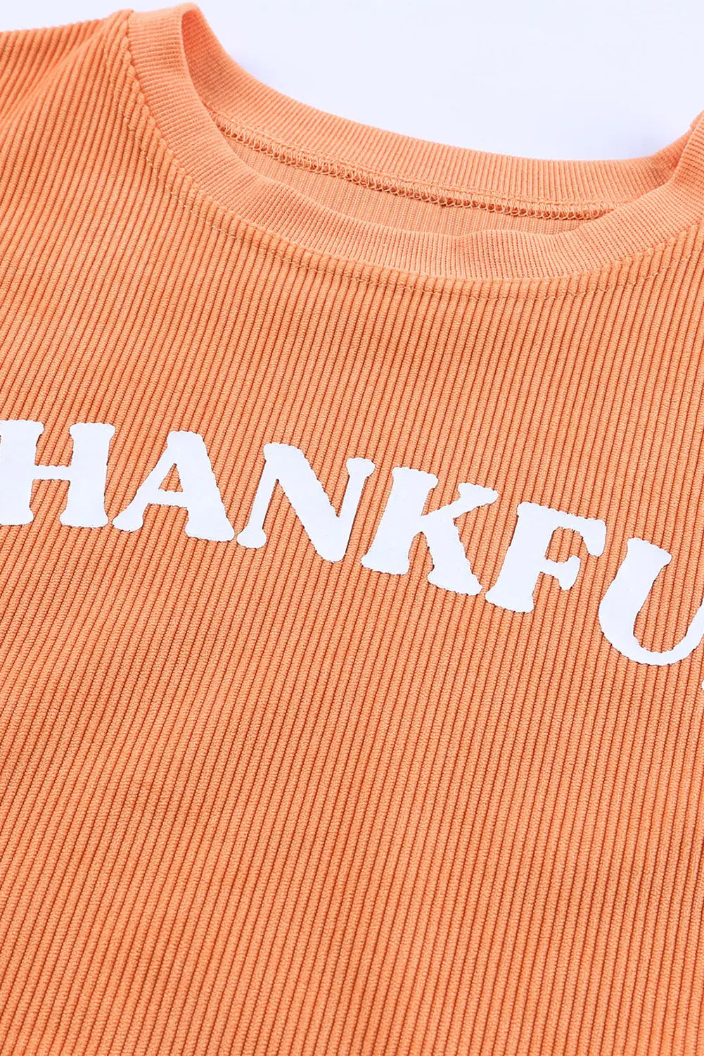 Orange thankful ribbed corded oversized sweatshirt - sweatshirts & hoodies