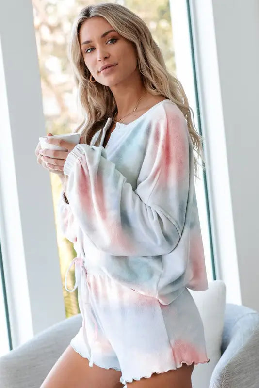 Orange tie dye knit lounge set - loungewear