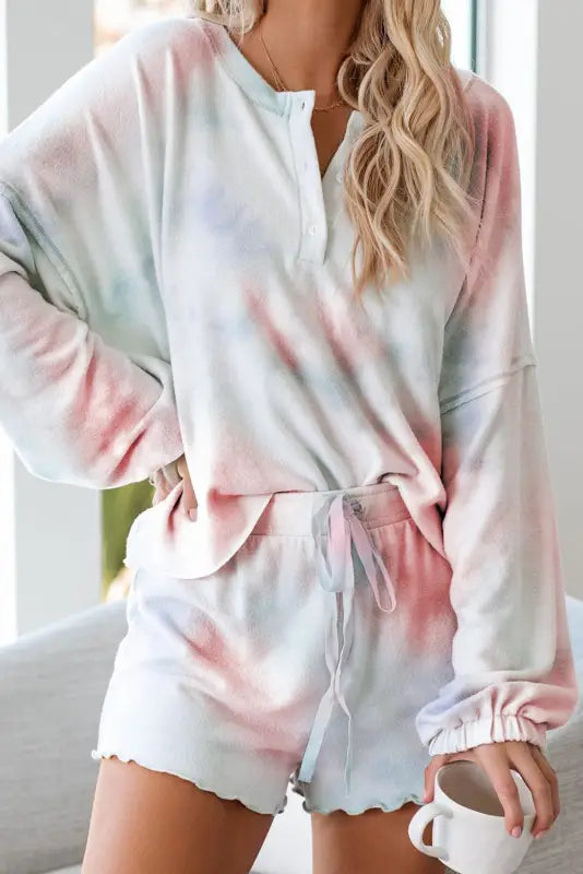 Orange tie dye knit lounge set - loungewear