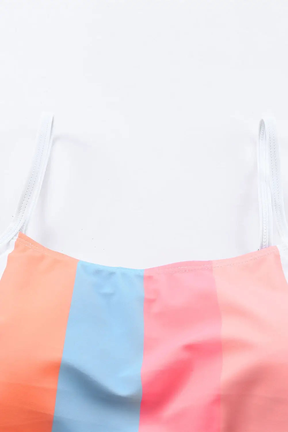 Orange vertical striped high waist bikini swimsuit - swimwear