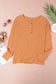 Orange waffle knit henley top - long sleeve tops