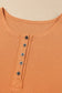 Orange waffle knit henley top - long sleeve tops