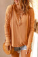 Orange waffle knit henley top - long sleeve tops