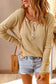 Orange waffle knit henley top - long sleeve tops