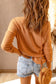 Orange waffle knit henley top - long sleeve tops