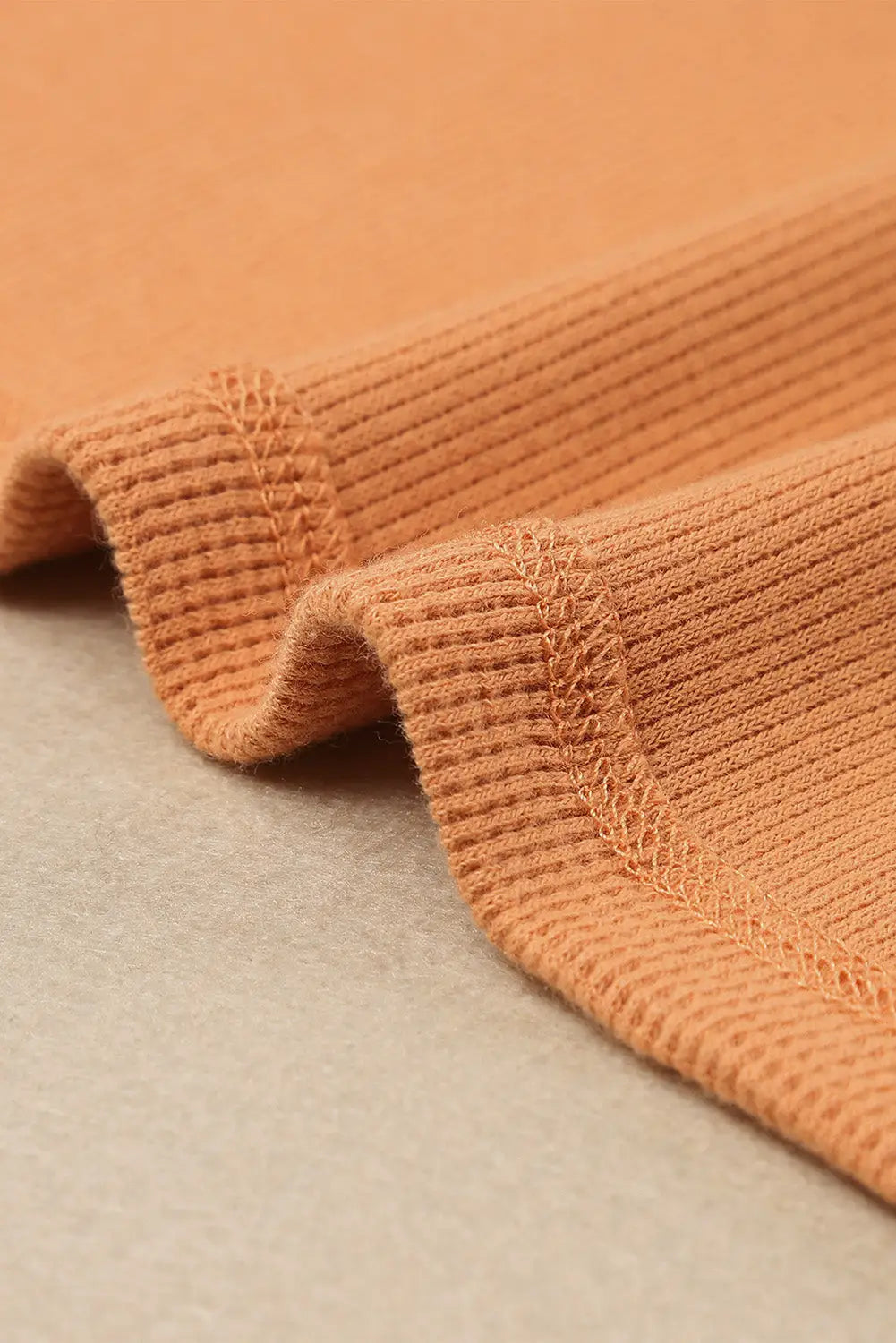 Orange waffle knit henley top - long sleeve tops