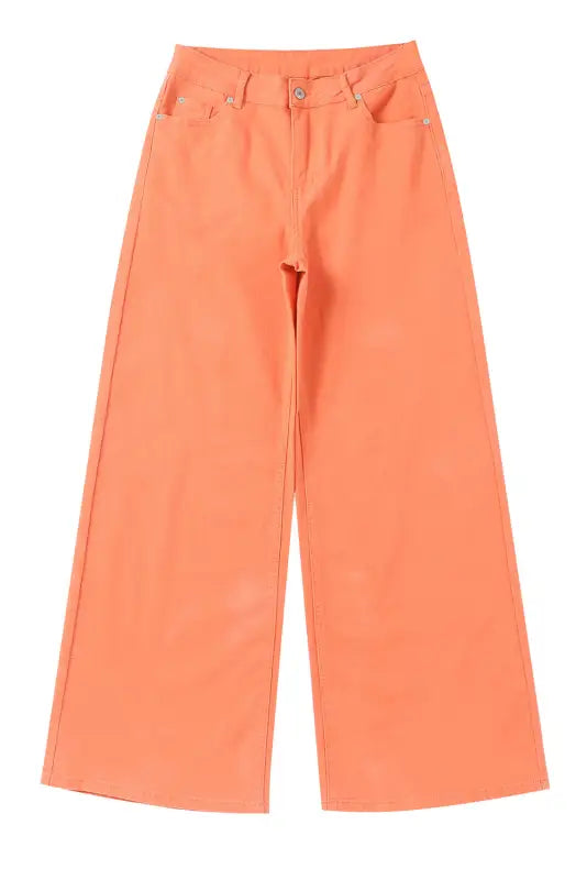 Orange acid wash high waist wide leg jeans