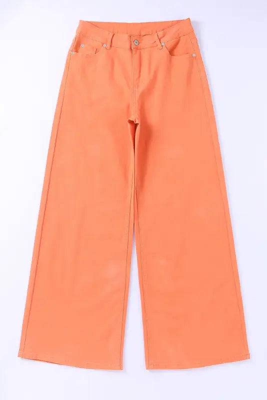 Orange acid wash high waist wide leg jeans