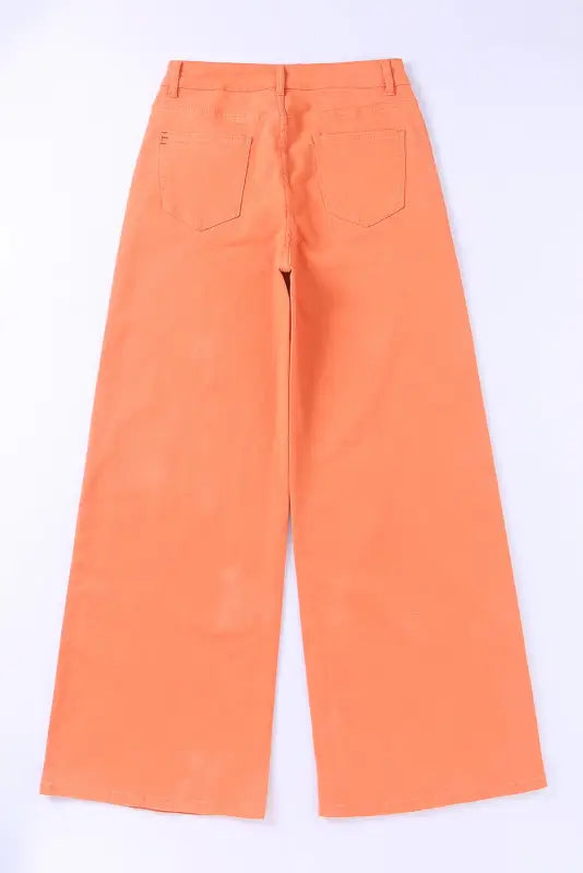 Orange acid wash high waist wide leg jeans