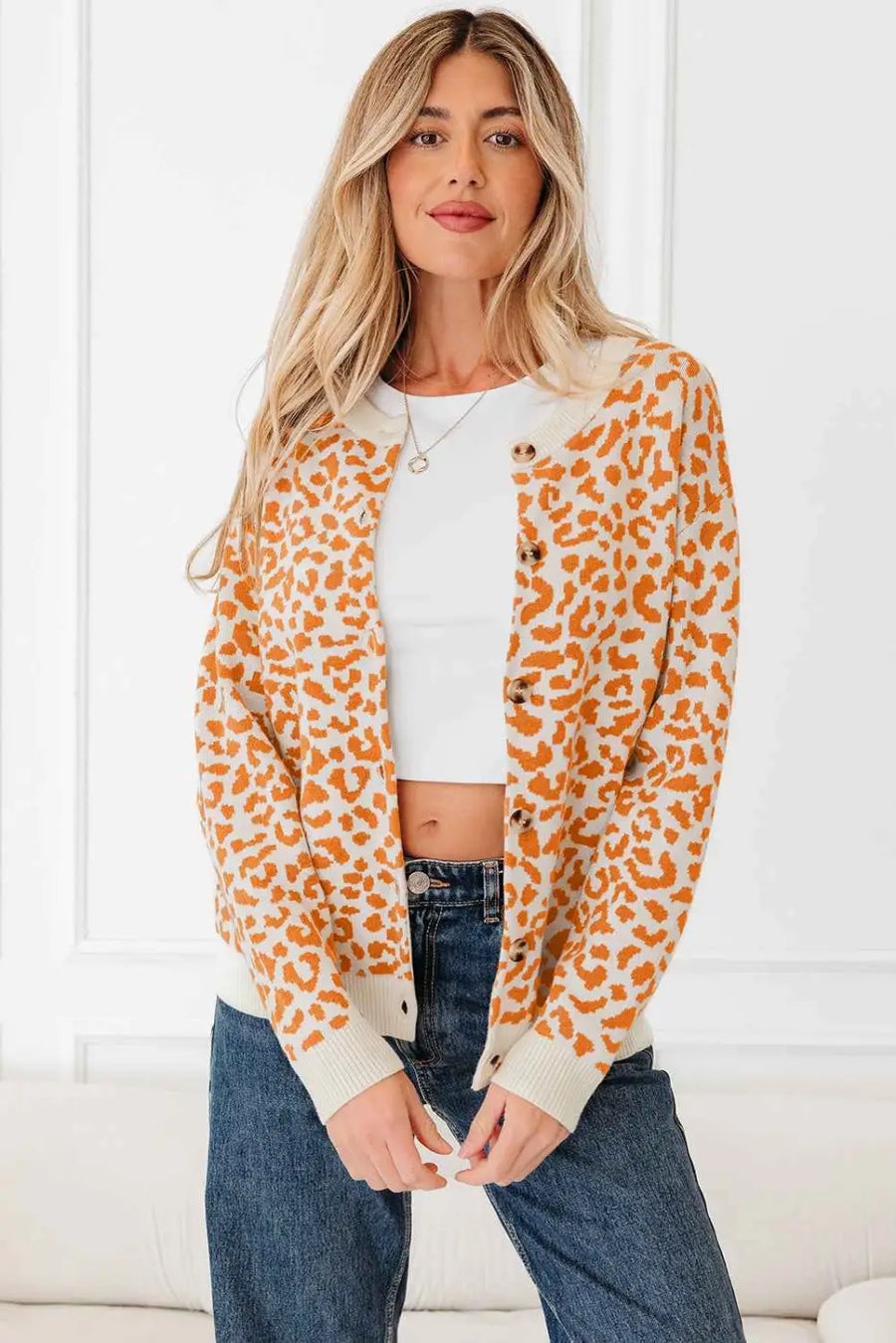 Oversized chunky knit leopard cardigan | women’s autumn layer