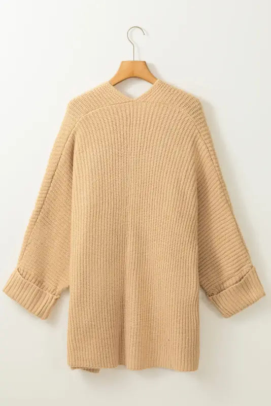 Apricot oversized fold over sleeve sweater cardigan - sweaters & cardigans