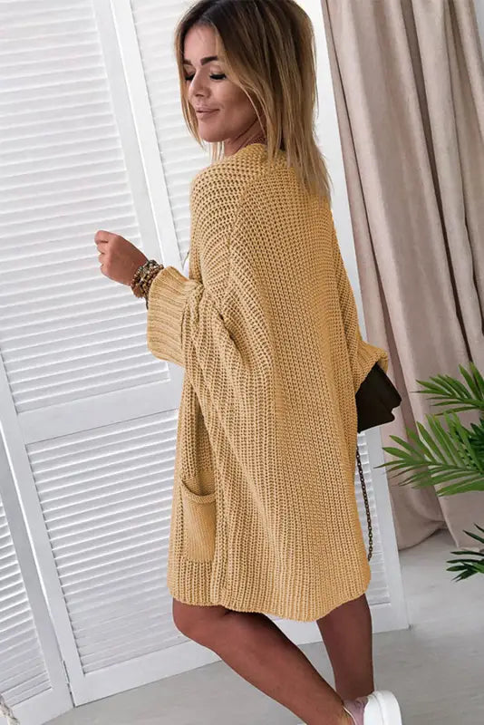 Apricot oversized fold over sleeve sweater cardigan - sweaters & cardigans