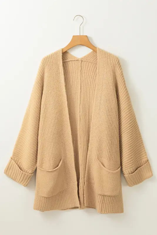 Apricot oversized fold over sleeve sweater cardigan - sweaters & cardigans