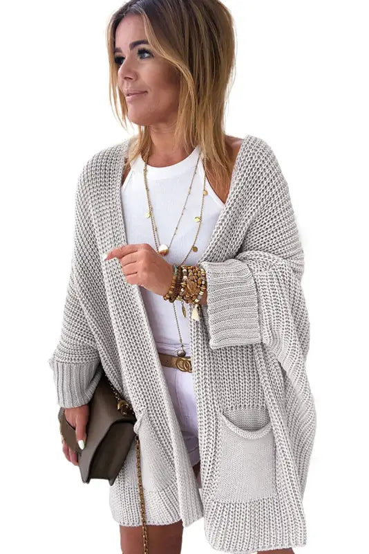 Black oversized fold over sleeve sweater cardigan - sweaters & cardigans