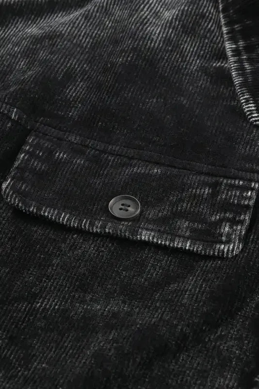 Oversized Shacket - Black Vintage Distressed Mineral Wash - Fashionfitz