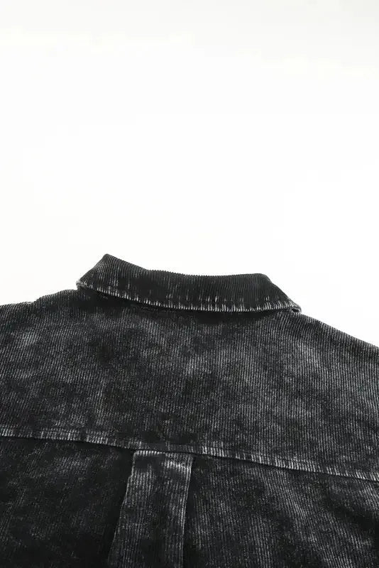 Oversized Shacket - Black Vintage Distressed Mineral Wash - Fashionfitz