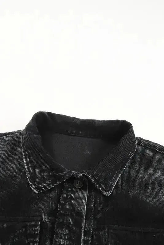 Oversized Shacket - Black Vintage Distressed Mineral Wash - Fashionfitz