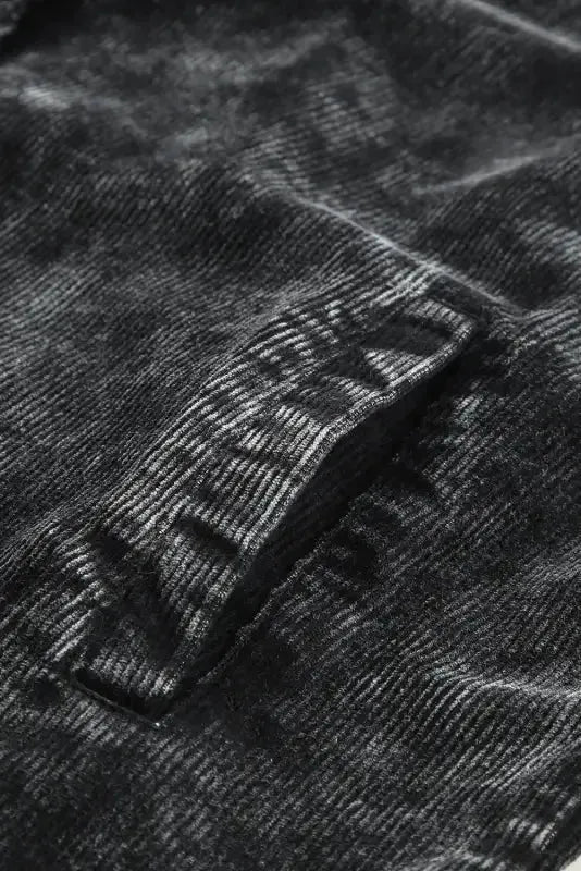 Oversized Shacket - Black Vintage Distressed Mineral Wash - Fashionfitz