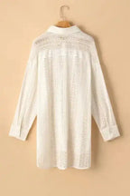 Oversized Shirt - Beige Lace Crochet - Fashionfitz