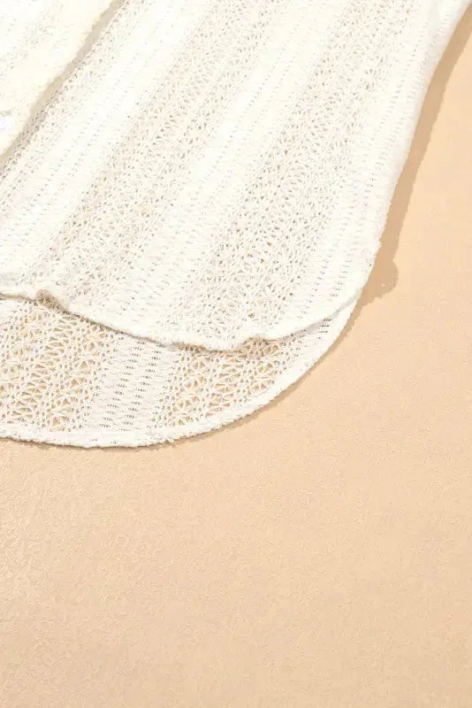 Oversized Shirt - Beige Lace Crochet - Fashionfitz