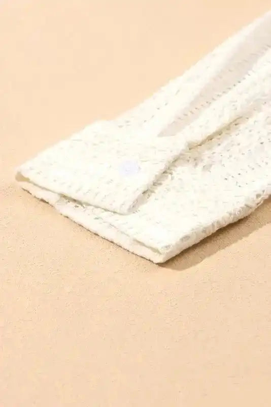 Oversized Shirt - Beige Lace Crochet - Fashionfitz