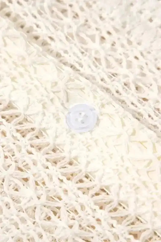 Oversized Shirt - Beige Lace Crochet - Fashionfitz