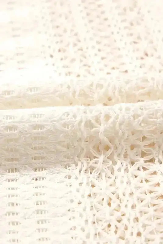 Oversized Shirt - Beige Lace Crochet - Fashionfitz