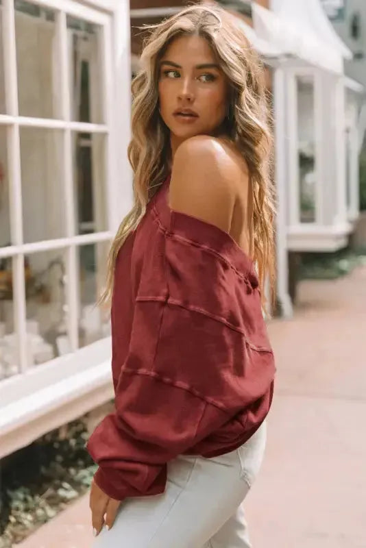 Oversized Sweatshirt - Twist Open Back - Fashionfitz