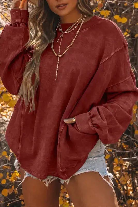 Oversized Sweatshirt - Twist Open Back - Fashionfitz
