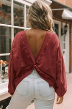 Oversized Sweatshirt - Twist Open Back - Fashionfitz