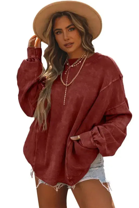 Oversized Sweatshirt - Twist Open Back - Fashionfitz