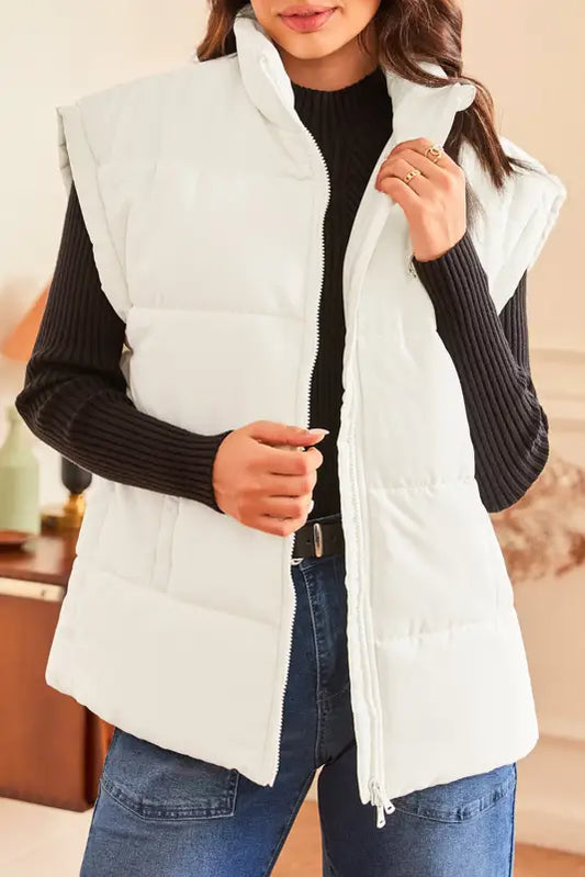 Oversized zipper puffer vest | trendy women’s winter wear