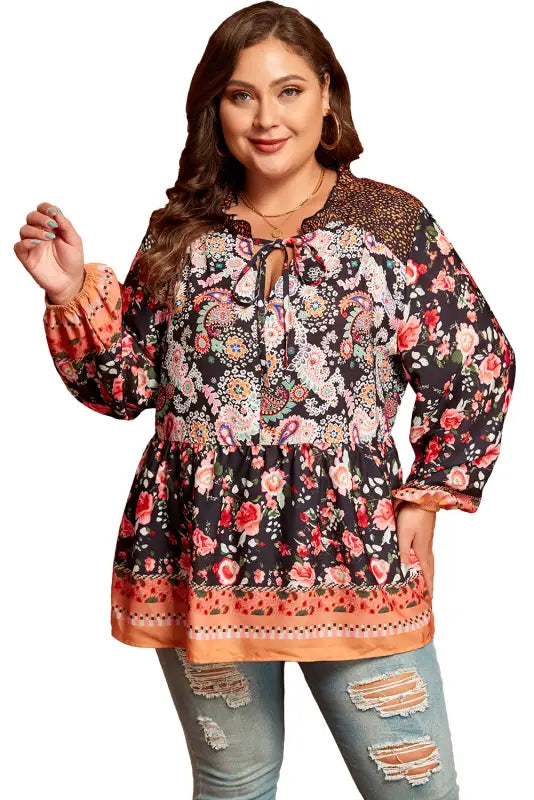 Plus size paisley v-neck blouse | elegant & trendy