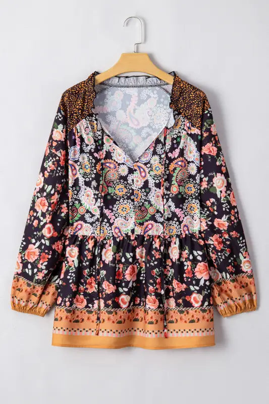 Plus size paisley v-neck blouse | elegant & trendy